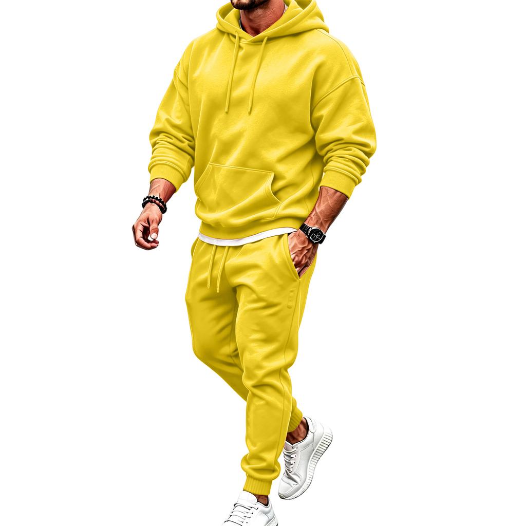Conjunto de Moletom Unissex com Capuz e Calça Jogger de 2 Peças para Homens e Mulheres