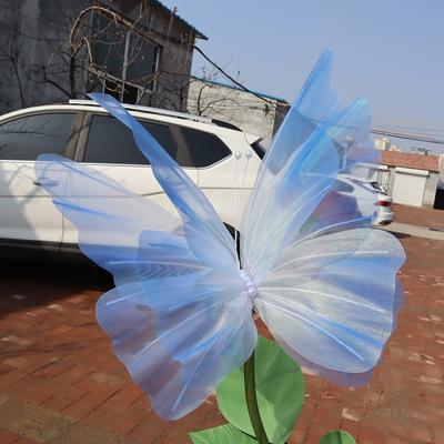 50/65cm Artificial Butterfly Giant Gauze 3D Silk Yarn Butterfly Fake Butterfly  Photography Props
