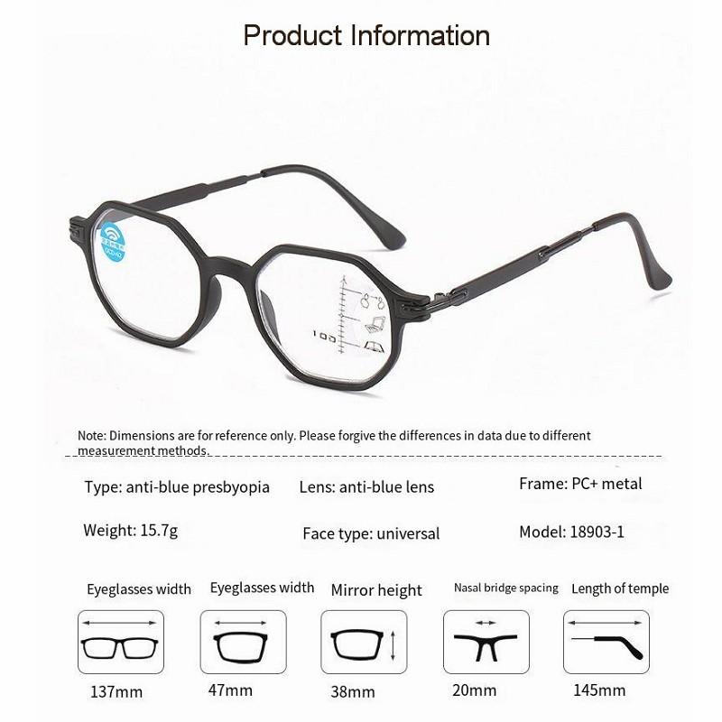 Steam Punk Reading Glasses Men Women Anti Blue Light Multi-Focus Automatic Zoom HD Presbyopic Eyeglasses Eyewear +1.0~+3.5