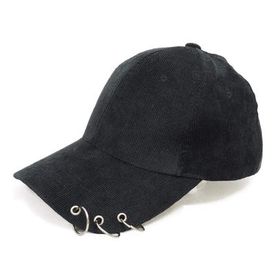 Boné de Beisebol de Veludo Cotelê Keys com Anel para Homens e Mulheres, Preto,