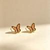 Fashionable Small Butterfly Drip Oil Stainless Steel Stud Earrings - Creative Daily Wear Jewelry