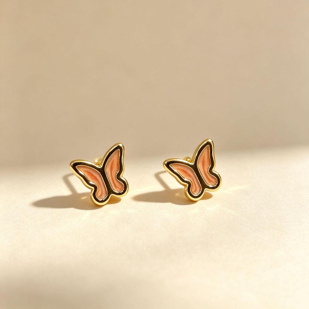 Fashionable Small Butterfly Drip Oil Stainless Steel Stud Earrings - Creative Daily Wear Jewelry