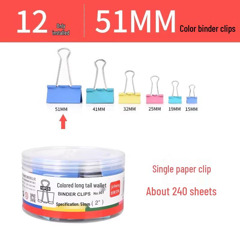 Miao Jiayi Colored Large Binder Clips Set