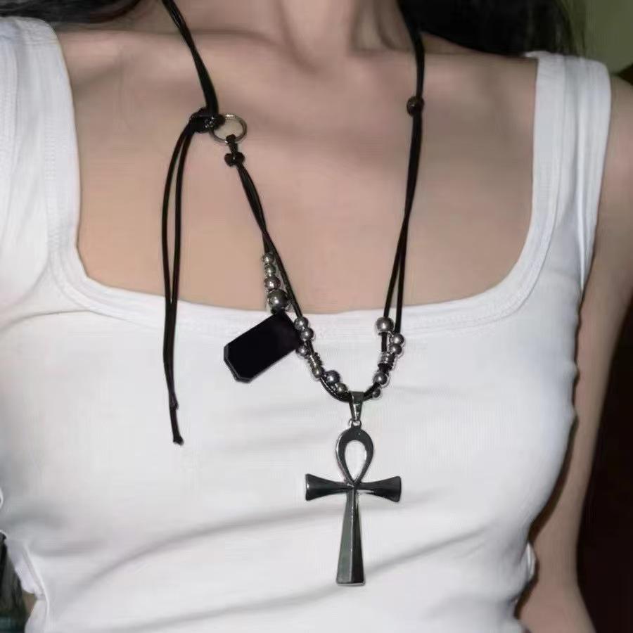 Y2K Beaded Star Necklace - Titanium Steel Punk Goth Style for Women