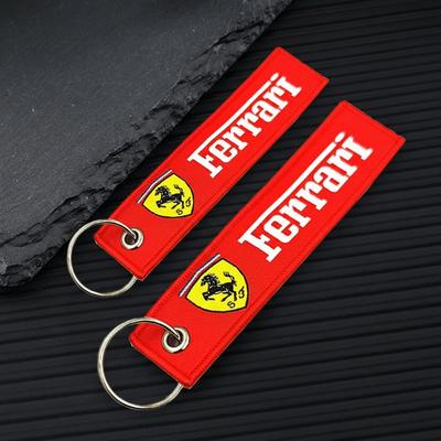 High-Grade Two-sided Embroidery Logo Keychain Pendant Decoration Accessories for Ferrari Roma 488 Portofino F8 Roma Spider SF90
