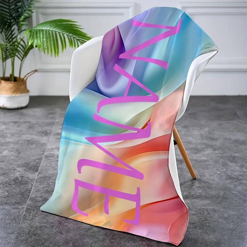 Custom Abstract Beach Towel Personalized Name Blue Wave Microfiber Bath Towels Soft Quick Dry Swimming Pool Lounger All Season