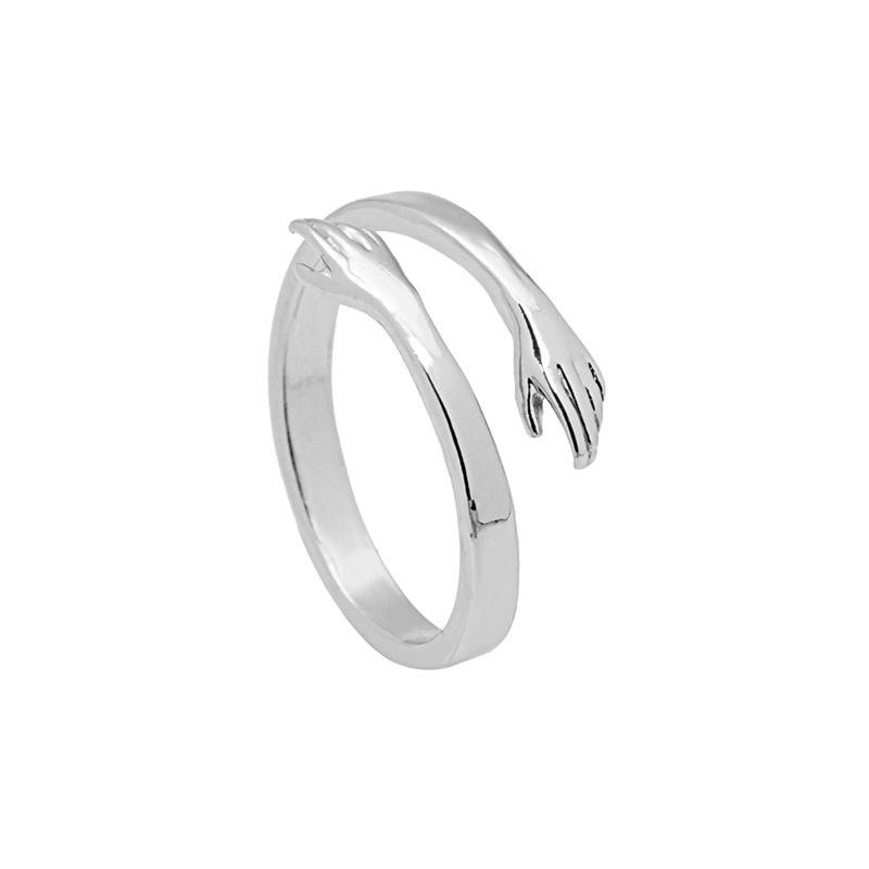 Creative Romantic Hands Hug Ring Niche Cute Retro Personality Index Finger Ring Woman