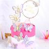 3-9pcs Dessert Cake Decor Butterfly Stamping Gold Butterfly Cake Toppers Princess Girl Wedding Happy Birthday Party Decor