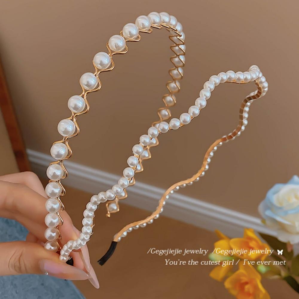 2-Pack Double-Layer Pearl Rose Headband, French Romantic Style, Suitable for Bridal Look / Date Outfit / Daily Commute