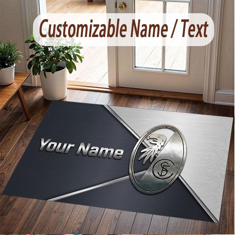 Custom Rug SC Freiburg Pattern Print Name Text Soft Non‑Slip Floor Carpet for Home Indoor Decoration