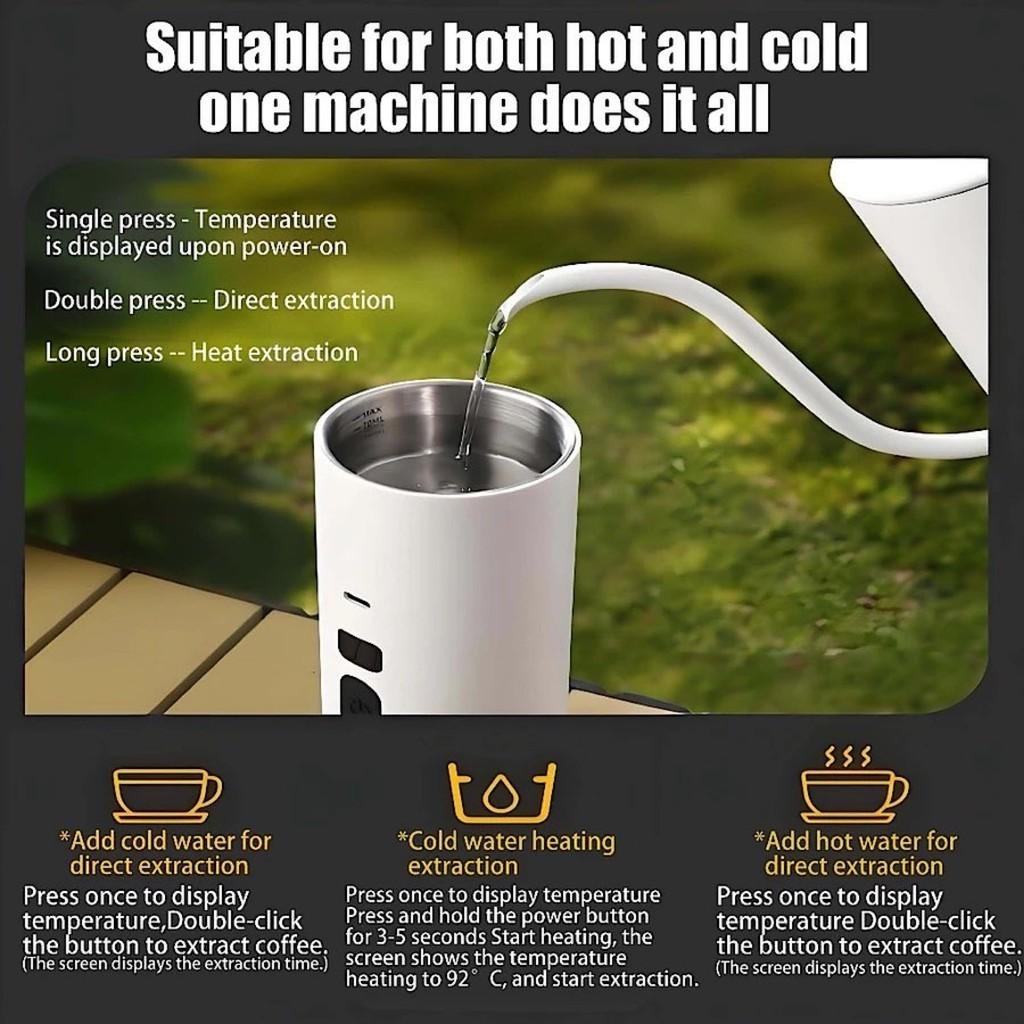 3-in-1 Wireless Portable Espresso Coffee Maker 15Bar Ground & Capsule Compatible Espresso Machine Hot & Cold Brew Coffee Machine