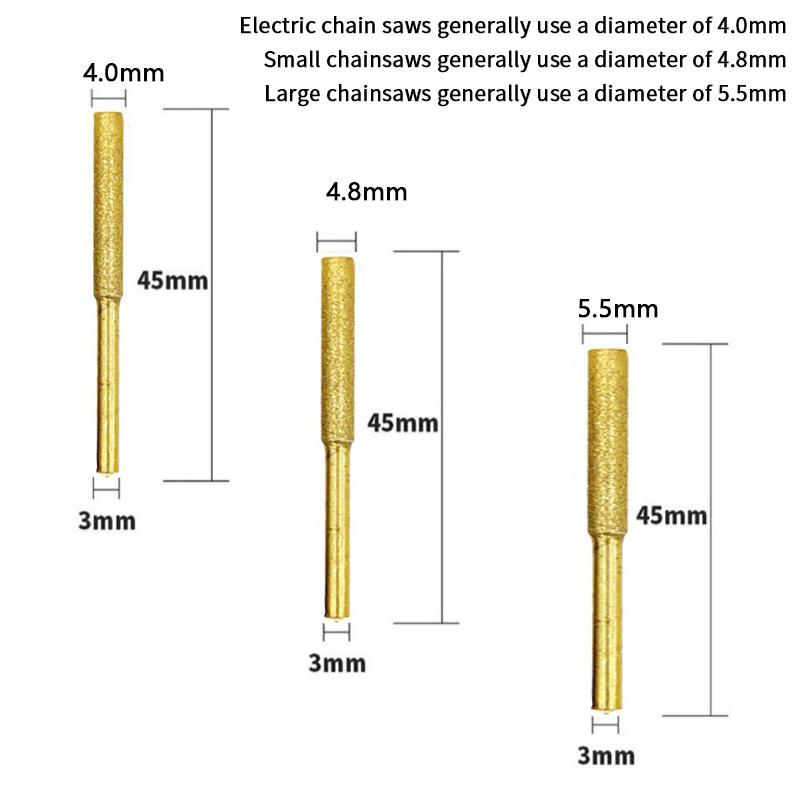 8Pcs Chainsaw Bits Titanium Plated Diamond Sharpener High Hardness Electric Chainsaw File 4/4.8/5.5Mm Chainsaw Sharpener Stone