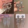 European & American Geometric Rhinestone Flower Tassel Earrings - Luxurious & Fashionable Ear Studs for Women