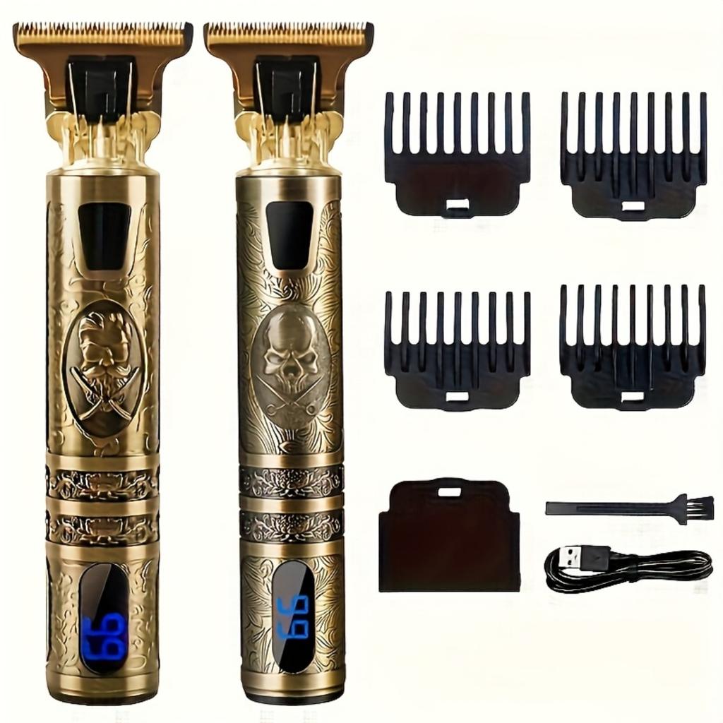 Professional Hair Clipper with LED Display, Electric Shaver, Beard Trimmer, USB-C Charging Cordless Long Hair Trimmer with Comb/beard Trimmer Kit