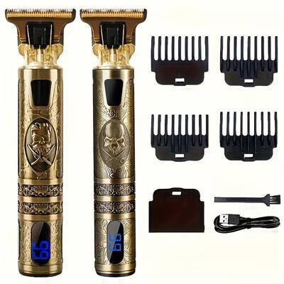 Mașină de tuns profesională cu afișaj LED, aparat de ras electric, trimmer pentru barbă, cablu de încărcare USB-C, trimmer fără fir pentru păr lung cu pieptene/kit trimmer pentru barbă