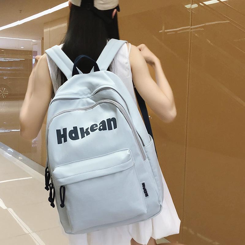 Solid Color Letter Backpack Women's Lightweight Large Capacity Backpack Student Schoolbag