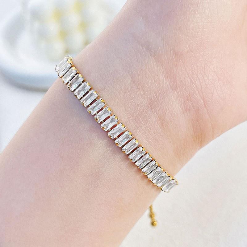 Korean Fashion Titanium Steel Diamond Inlaid Women's Luxury Bracelet