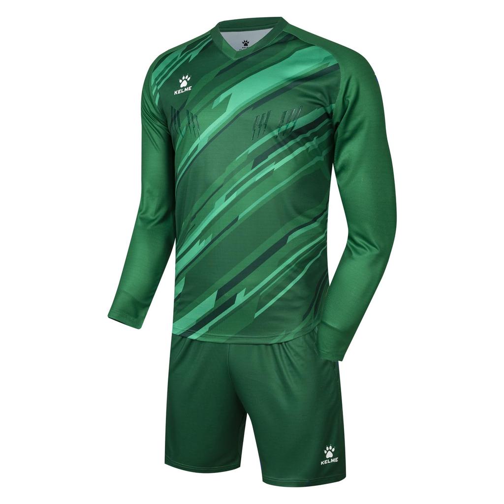 Kelme Men's Long Sleeve Goalkeeper Set (Jacket and Pants) - Match Training Spare Set (Green, Size L)