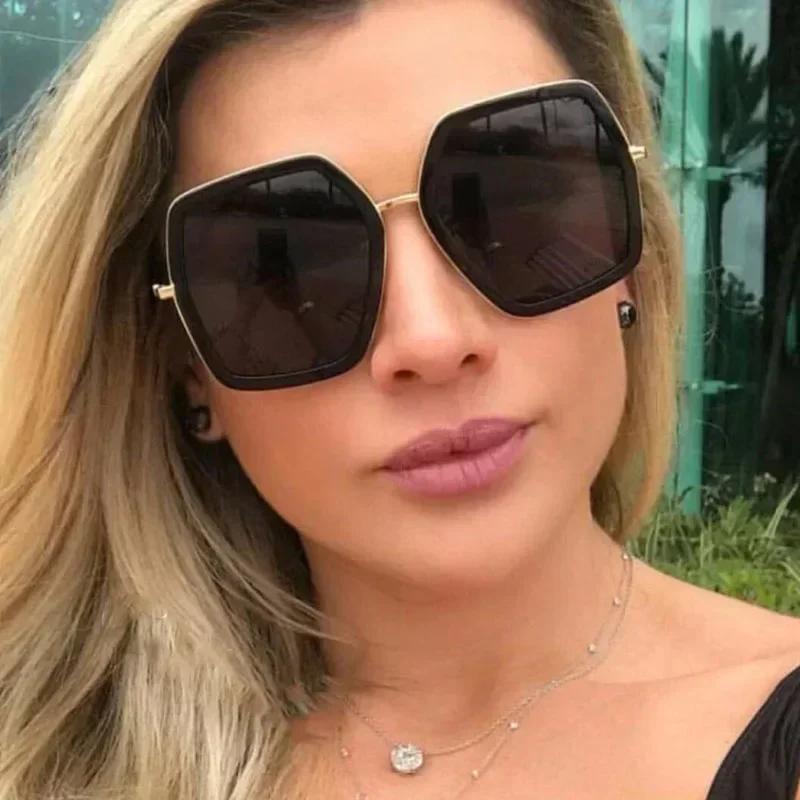 Women's Oversize Retro Square Sunglasses ladies Red Green Sun Glasses Brand Designer High Quality Shades Oculos Femme