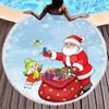 Cartoon Santa Claus Round Beach Towel,Christmas Theme Beach Towels, Microfiber Bath Towel for Boys Girls Adult New Year's Gift