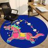 1pc Colorful Horse Ornament Chair Carpet for Office, Round Polyester Mat, Indoor Decor for Office, Easycare Fabric, Washable Non-slip Area Carpet