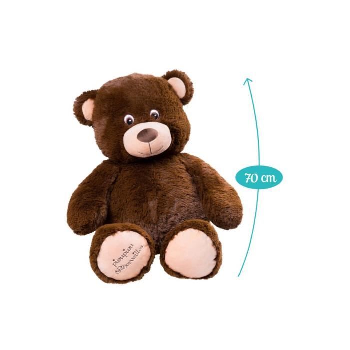Peluche géante - Made in France - Ours Augustin - Chocolat - 70cm - Mixte