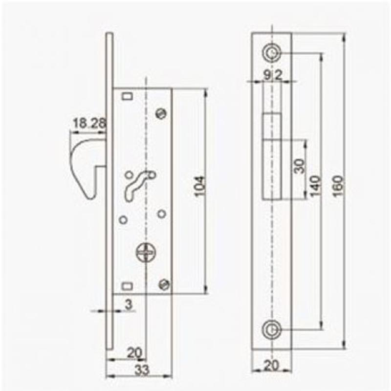 Aluminum alloy sliding door Hook lock, Stealth lock,Cross key, For Wooden door,Framed glass door,strong, durable,Door hardware