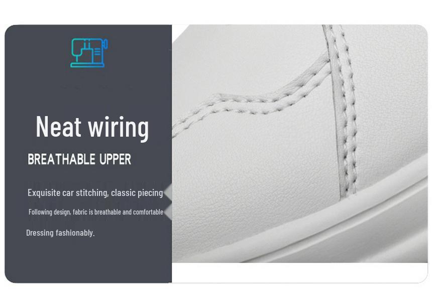 855 Men's Height-Increasing Platform Sneakers, Low-Top Cowhide Surface, Thick Sole, White, Spring Casual and Trendy.