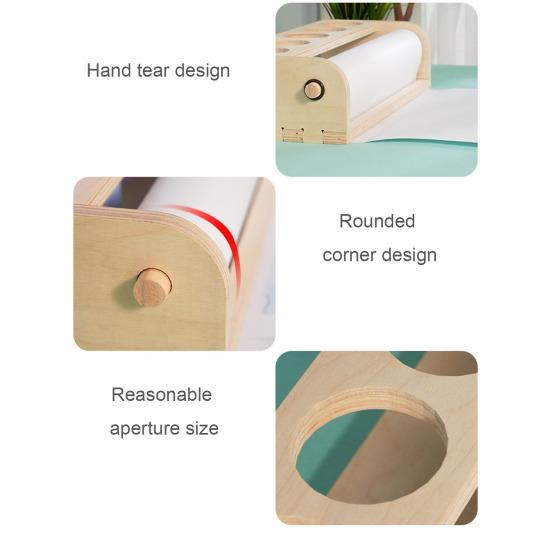 Wooden Paper Dispenser Desktop Paper Roll Holder Drawing Paper Roll Organizer with Pen Holder for School Art Studio Home