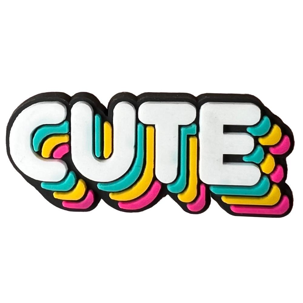 Letter Phrase Series Cartoon Clog Shoe Decorations: Cute PVC Flowers & Buckles