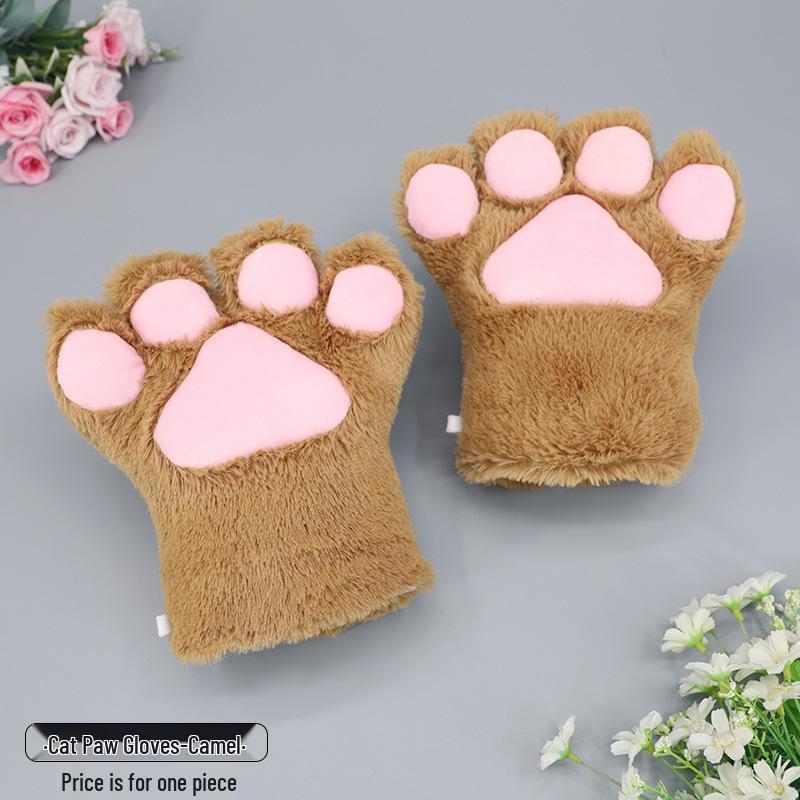 Plush Lolita Cat Paw Gloves for Cosplay & Kids' Performances