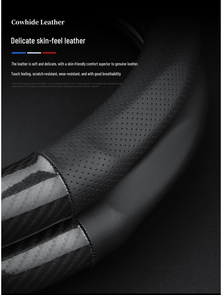 Carbon Fiber & Leather Steering Wheel Cover for BYD Yuan 22 EV/Pro New Energy Vehicles