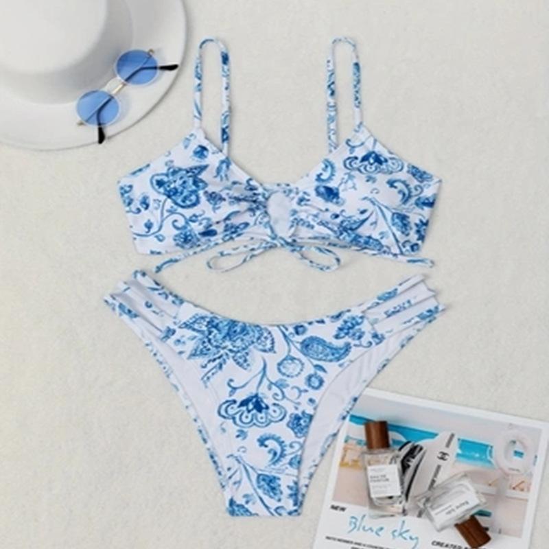 TS JYL-SW296 Solid Bandeau Tie Bikini, Triangle Sexy Swimwear For Ladies 2XL