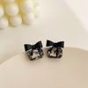 New Black Bowknot Cubic Zirconia Stud Earring Square Bow Earrings For Women Fashion Jewelry Gifts