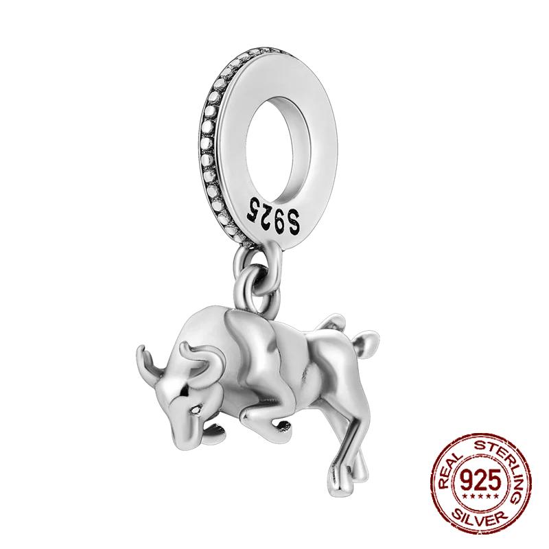 Inlaid Zircon Charm Beads Copper Color Love Heart Snake Dangle Fit Original Bracelet Charms Pendant Jewelry