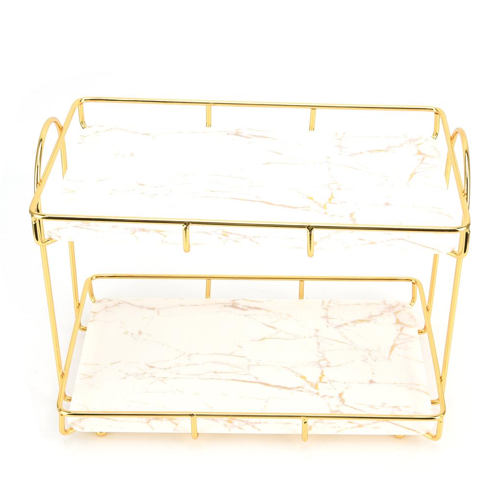 Bathroom Countertop Rack Large Capacity 2 Tiers Gold Bathroom Countertop Rack for Home Hotel