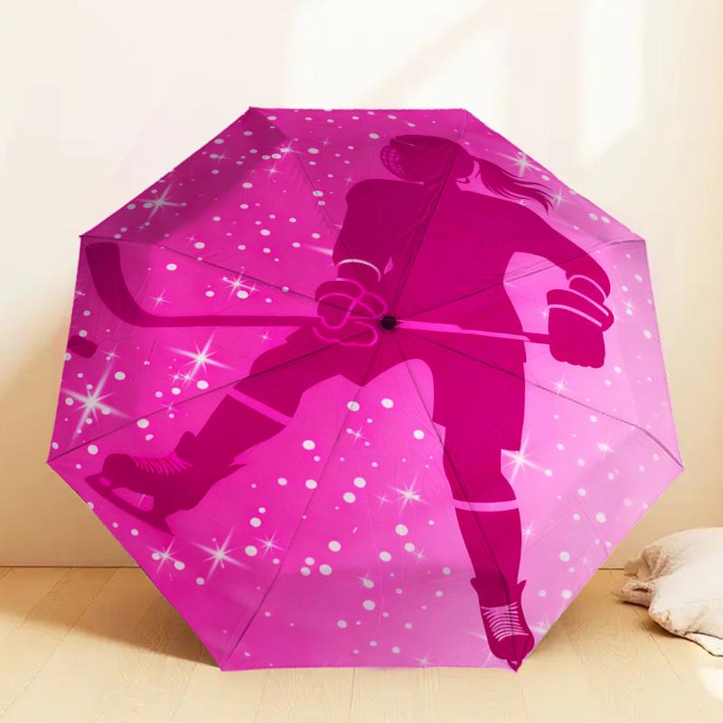 1pc Hockey Player Pattern Umbrella Design Automatic Opening and Closing Umbrella, High-quality Travel Umbrella, c1128236