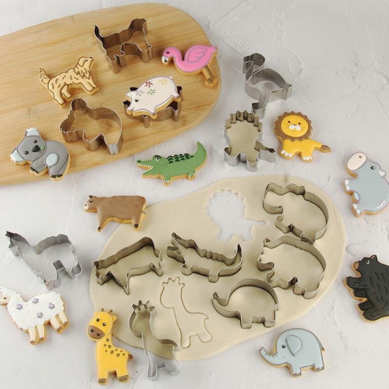 Animal Cookie Cutters For Kids, Safari Zoo Animals 12 Pcs Cookie Cutters Set With Lion, Giraffe, Hippo, Koala, Elephant, Dog