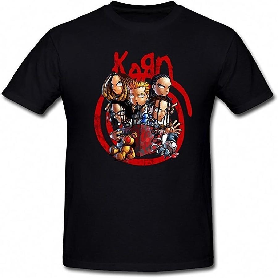AmyArt Мужская футболка с мультяшной головой группы Korn, фото, XXXL, черная XXXXXL чёрный