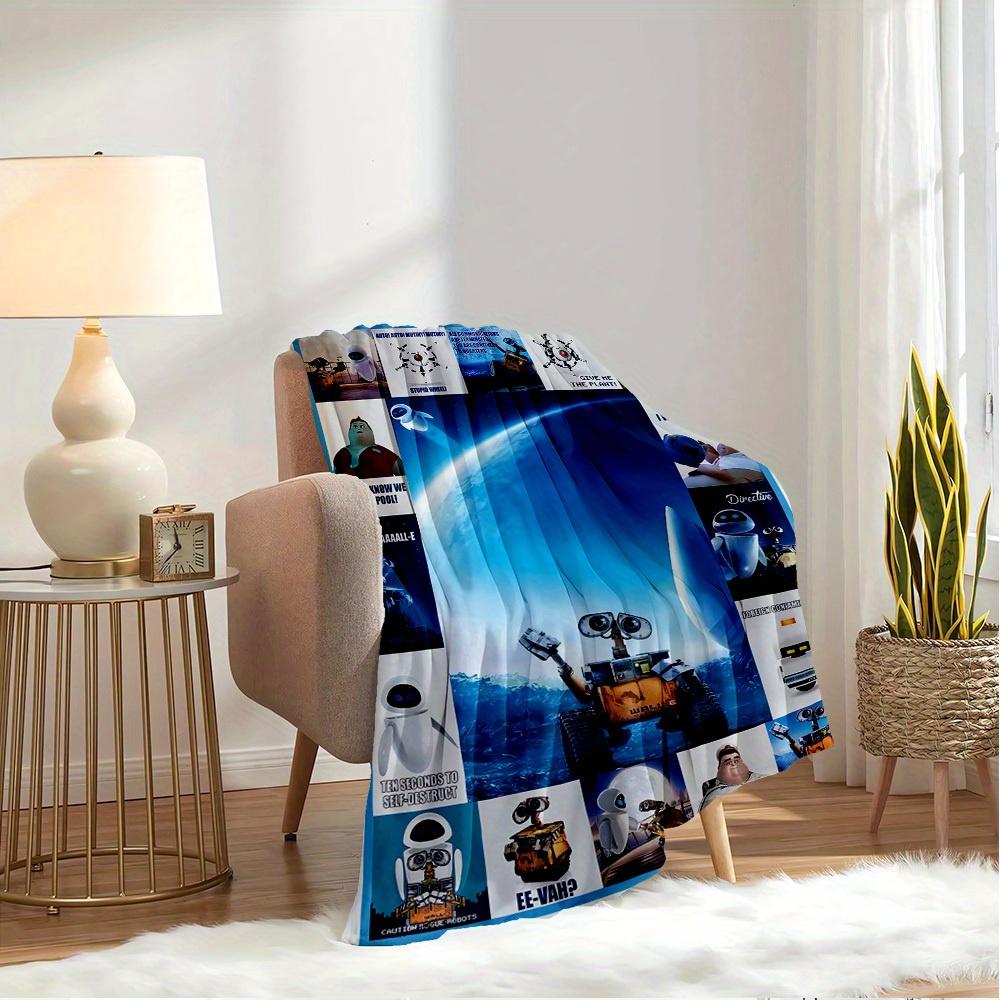 1pc Flannel Wall-E & EVE Movie Characters Funny Dialogue Pure Small Blanket Comfortable Bedding Home Decor Gift Adults All Applicable