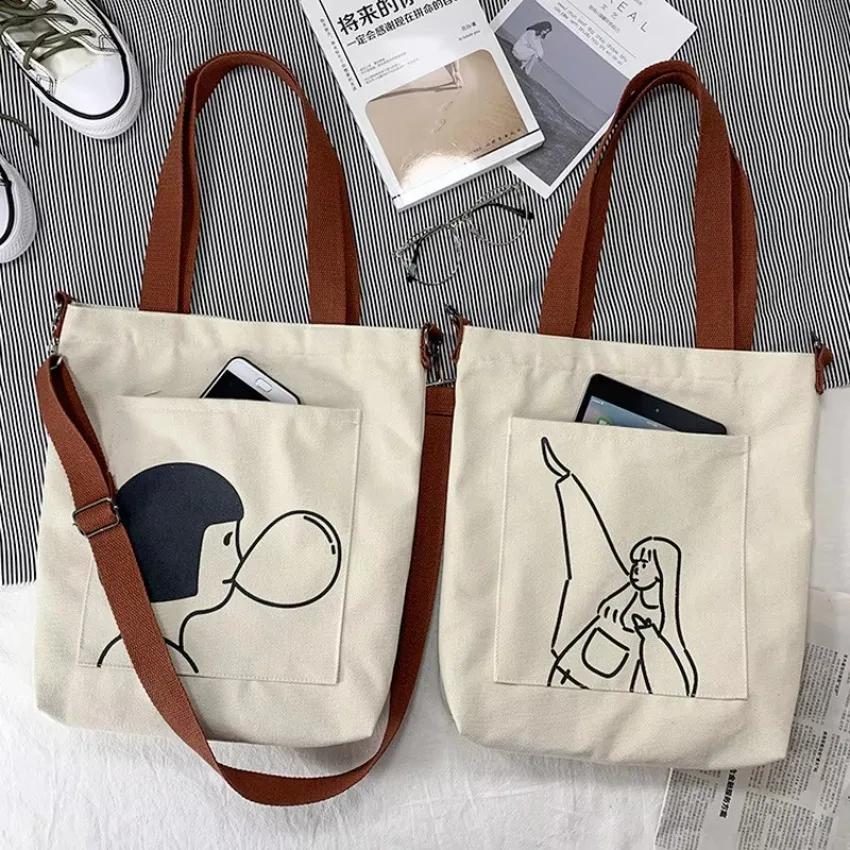 1 Pcs Women's Bag Canvas Bag Girl Student Korean Version New Versatile Canvas Bag Women's Crossbody