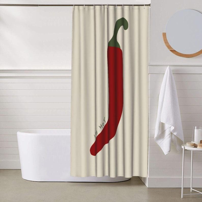I'M Hot" Chilli Art Print Funny Shower Curtain - Cute Bath Decor & Christmas Gift Idea