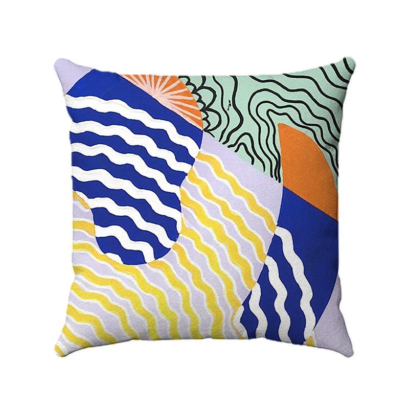 Simple And Abstract Geometric Plants Digital Printing Short Plush Pillow Covers For Car Sofa Office Cushion Cover Home Goods