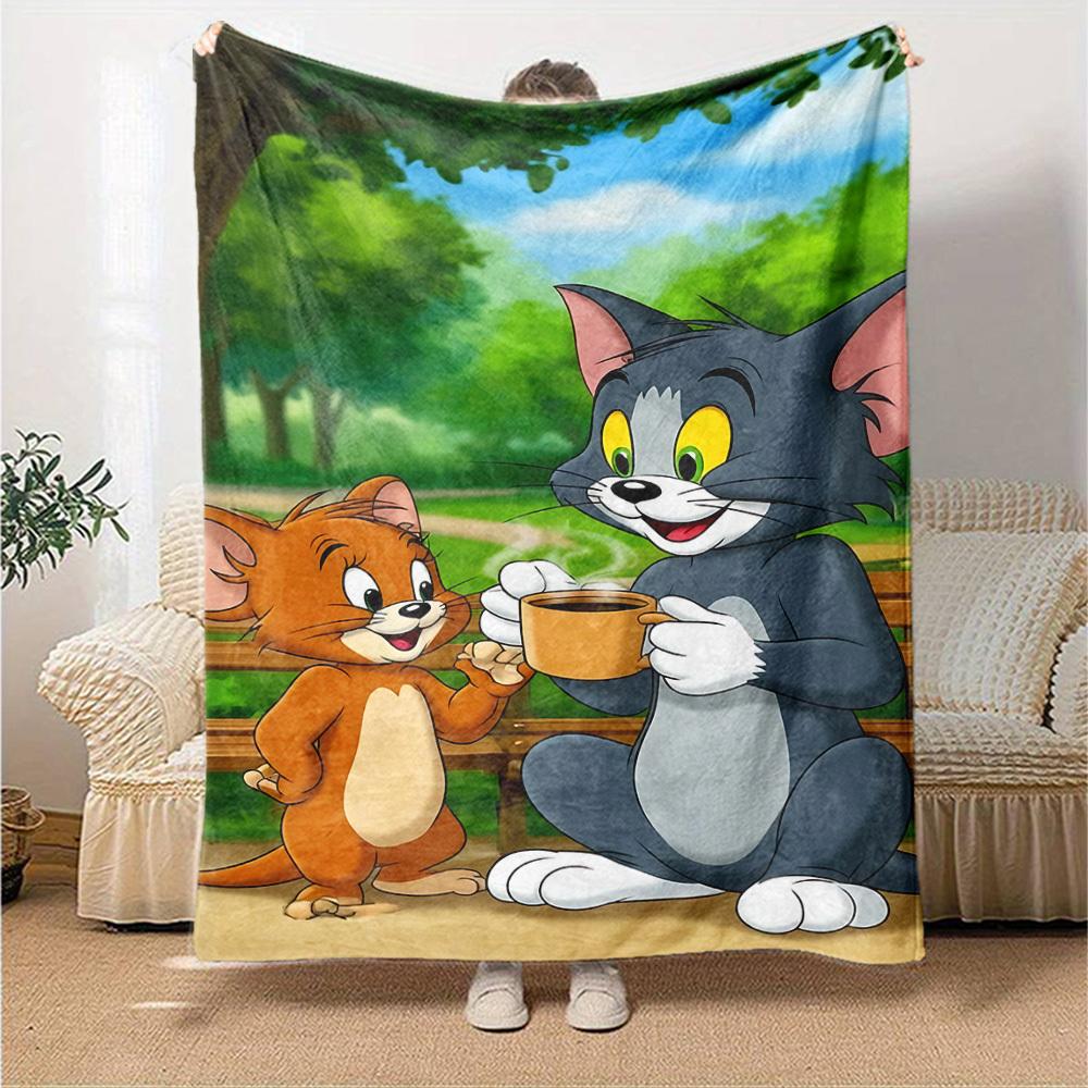 1pc Tom and Jerry Flannel Blanket - Soft Warm Throw for Home, Office, TravelL1327