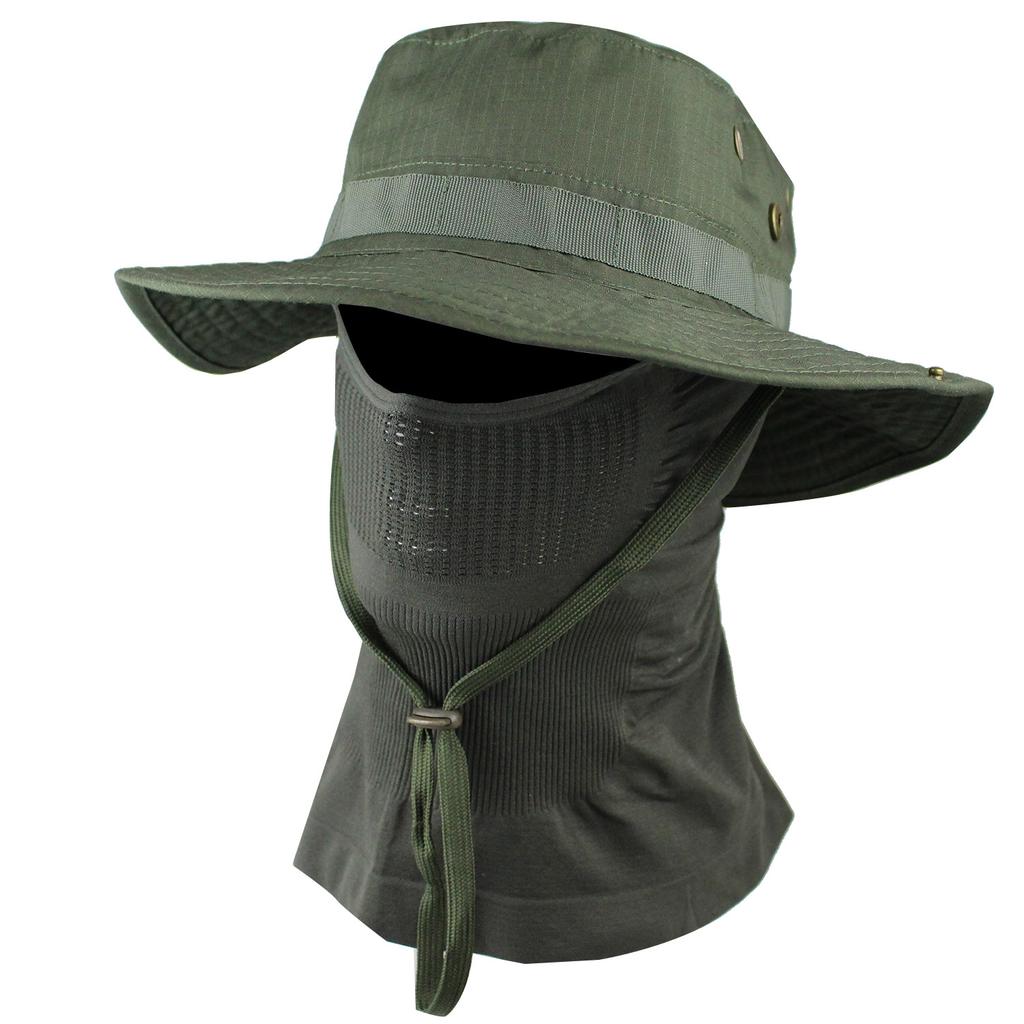 Outdoor Tactical Benny Hat Sunshade Bucket Hat Wild Mountaineering Fishing Round Brim Hat Large Brim Summer Sun Protection Set