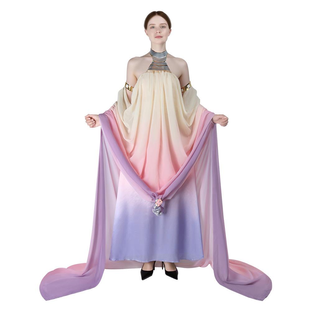 Costume Cosplay Star Wars Padme Amidala Abito Regina Amidala per Adulti Outfit per Festa di Halloween con Mantello