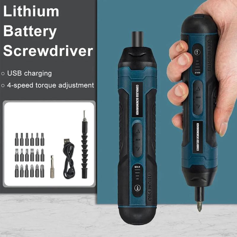 Mini chave de fenda elétrica sem fio recarregável 1300mah ajuste furadeira elétrica multifunções desmontagem torque ferramentas de reparo