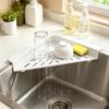 Stainless Steel Sink Corner Rack Anti-Rust Punch-Free Dish Drying Rack Quick Water Drainage Hollowed Dishcloth Sponge Stand