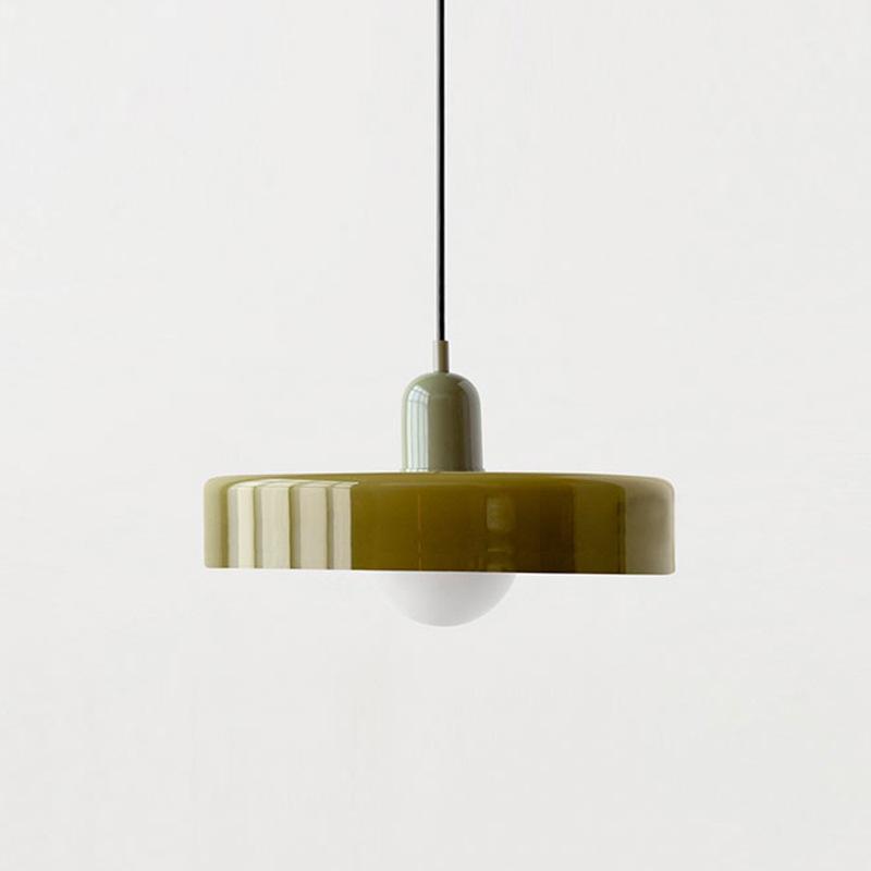 Danish Mid-Century Cream Green Retro Glass Chandelier for Restaurants & Bars