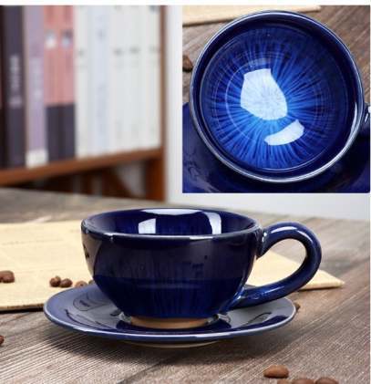 Source Ceramic kiln change European style small luxury coffee cup and saucer set brushed glaze retro teacup gift 101-200ml